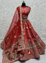 Heavy Silk Red Wedding Wear Dori Embroidery Work Lehenga Choli